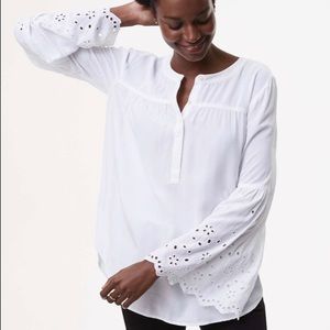 Loft Eyelet Bell Sleeve Blouse